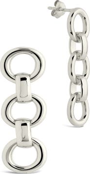 Sterling Forever Frankie Chain Linear Drop Earrings