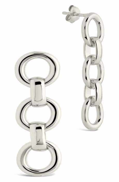 Sterling Forever Frankie Chain Linear Drop Earrings