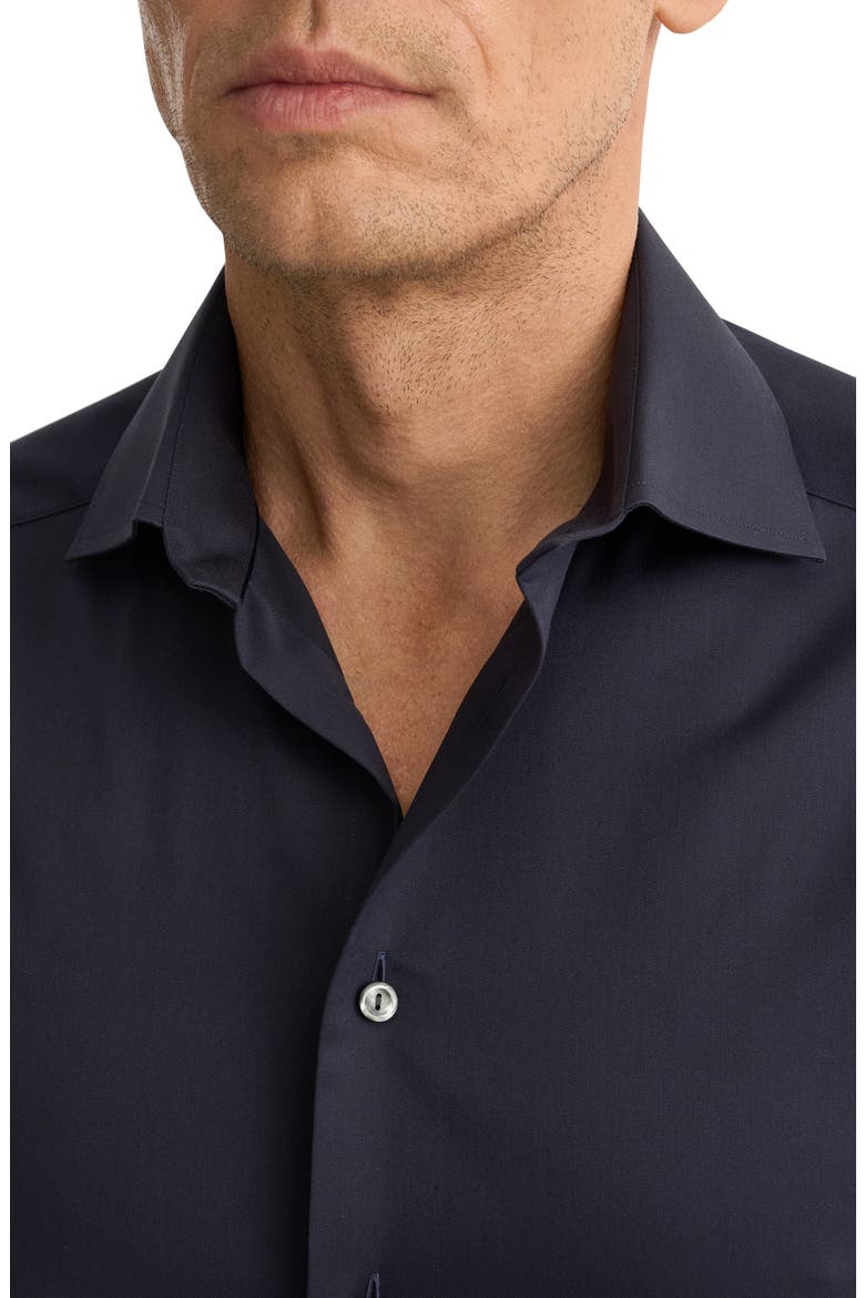 Slim Fit Solid Navy Cotton Twill Dress Shirt, Alternate, color, NAVY