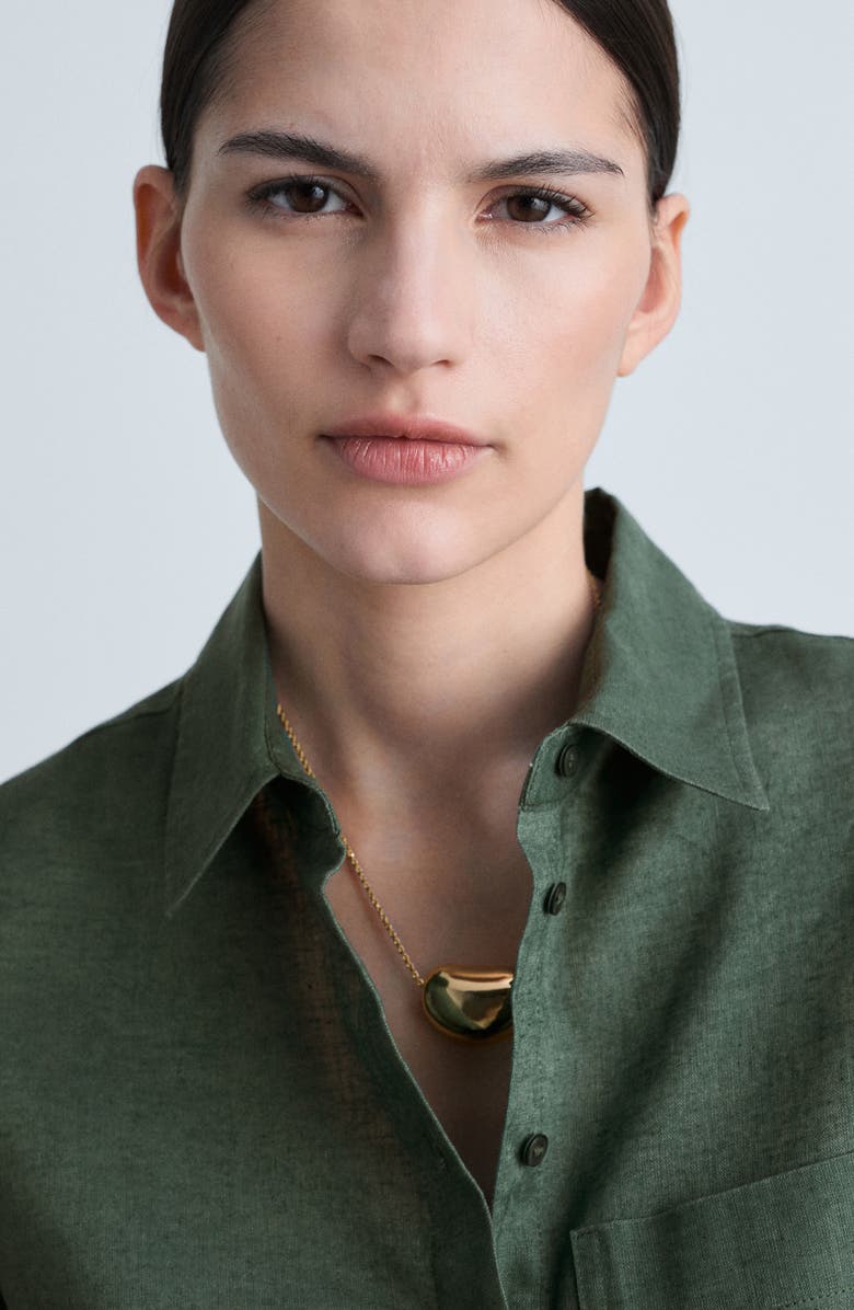 MANGO Lino Linen & Cotton Button-Up Shirt, Alternate, color, 