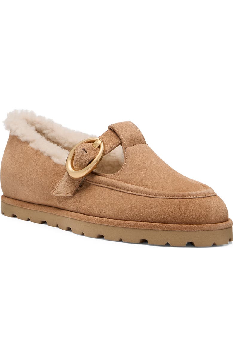 Stuart Weitzman Dakota Genuine Shearling Mary Jane Flat, Main, color, New Camel/ Natural