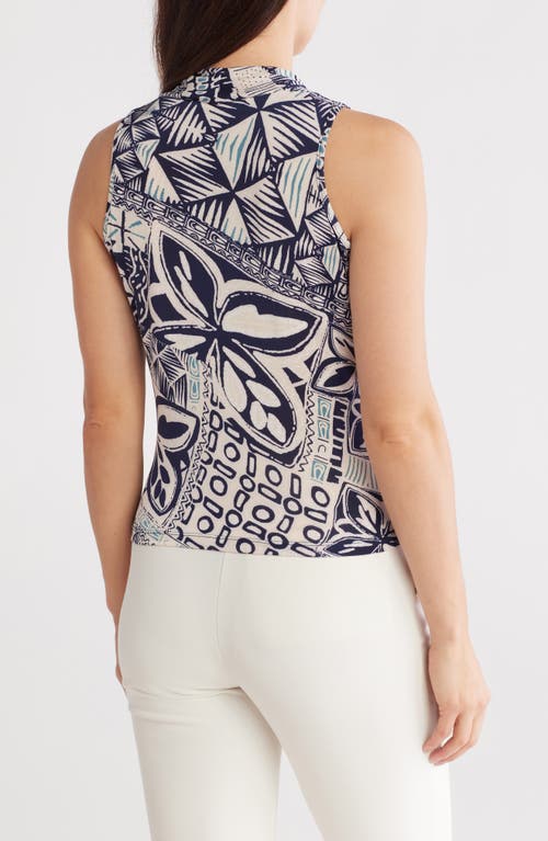 Renee C Surplice V-neck Sleeveless Top In Navy