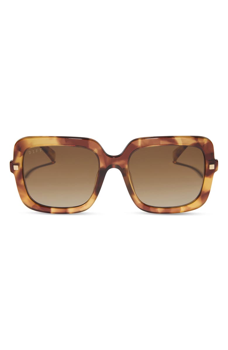 DIFF Sandra 54mm Polarized Square Sunglasses, Main, color, Brown Fleur / Brown Gradient