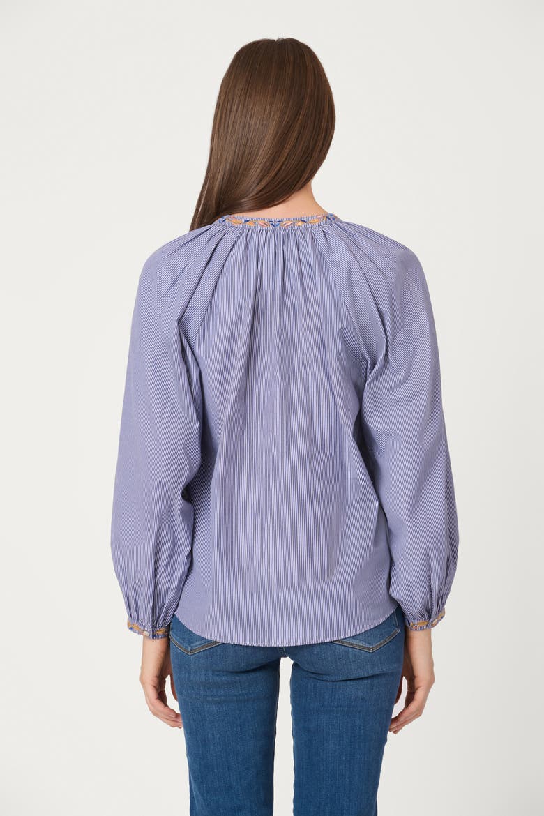 Embroidered Pinstripe Amber Top, Alternate, color, Lapis Multi
