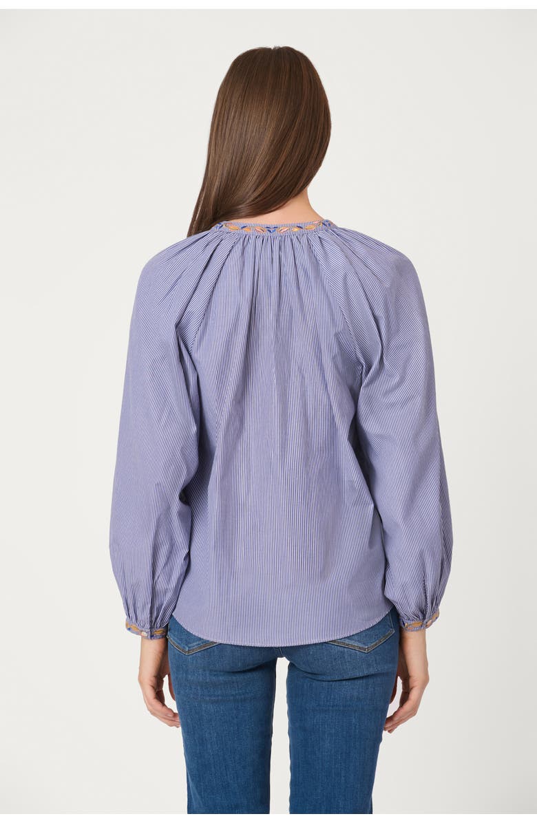 Shoshanna Embroidered Pinstripe Amber Top, Alternate, color, Lapis Multi