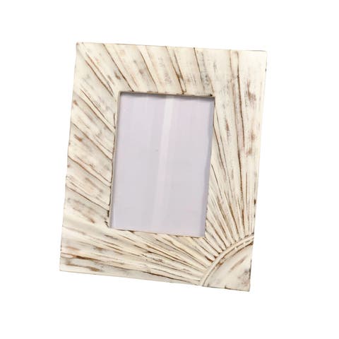 Photo Frame 5X7 Decorative Photo Frame with Textured Design, Rustic, Tabletop, Living Room, Wood, White, Ideal for Home Decor