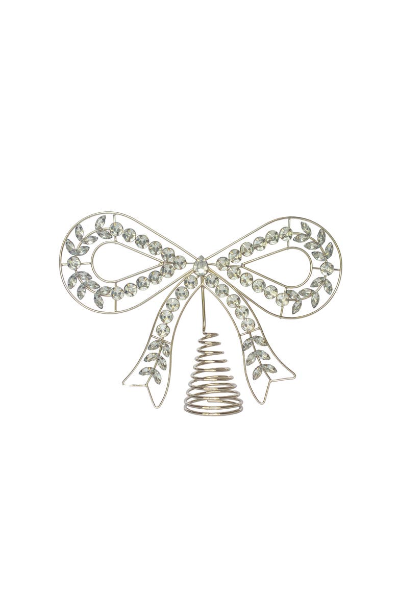 Iron & Acrylic Jewel Bow Tree Topper, Main, color, Silver
