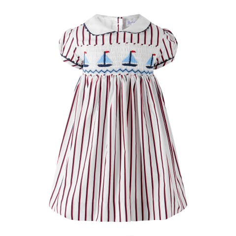 Sailboat Smocked Stripe Dress and Bloomers (Baby)