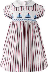 Rachel Riley Sailboat Smocked Stripe Dress and Bloomers