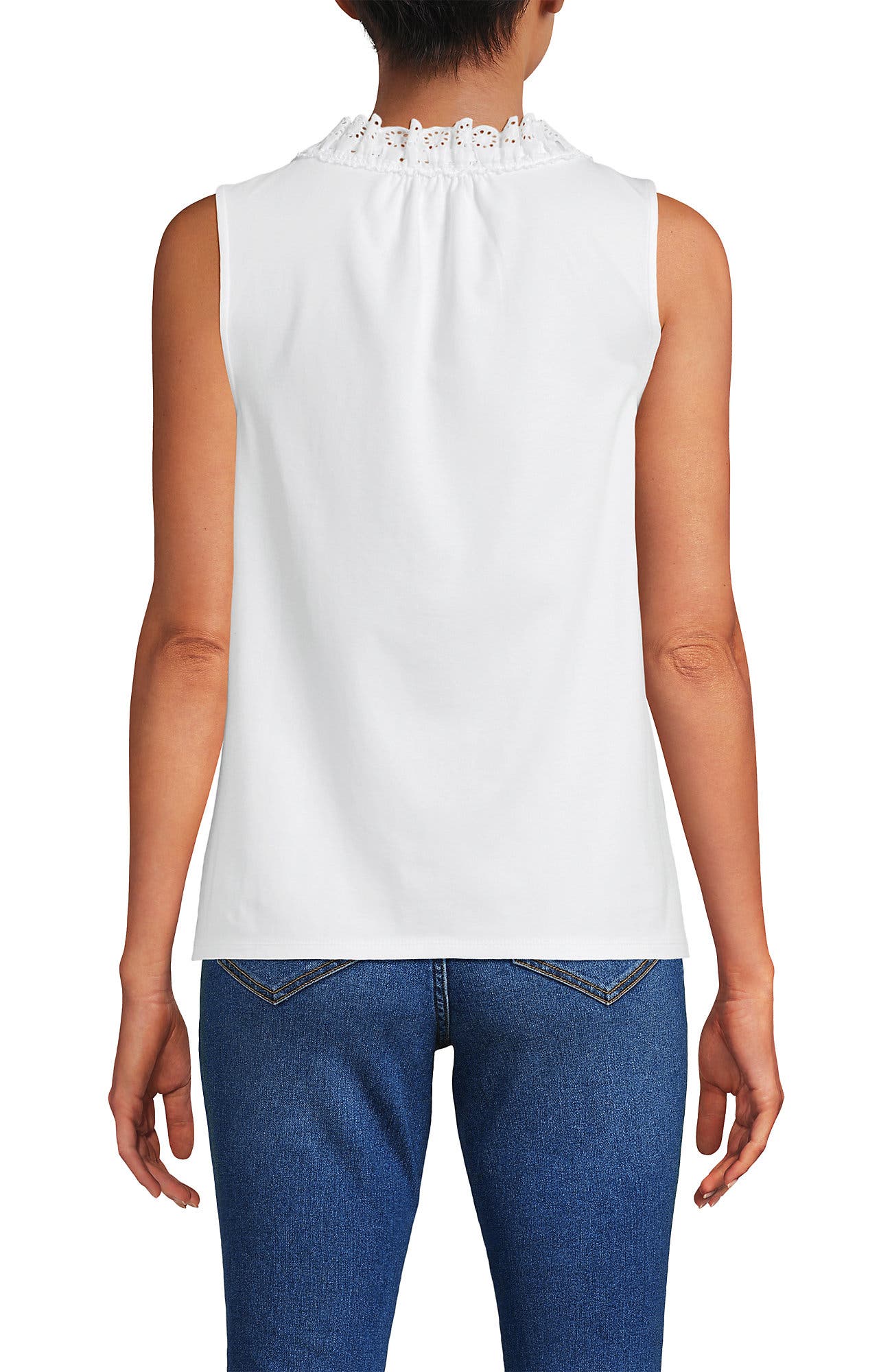 Lightweight Jersey Button Front Lace Trim Tank - image 2