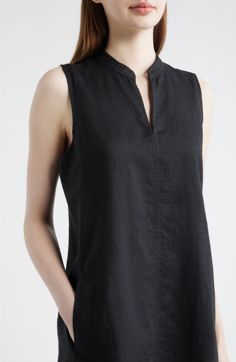 Eileen Fisher Split Collar Organic Linen A-Line Dress, Alternate, color, 