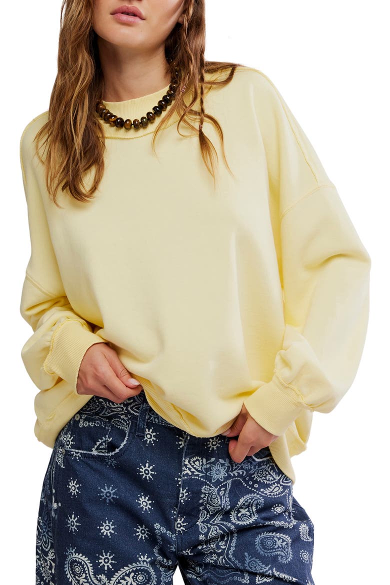 Palm Springs Mock Neck Cotton Fleece Sweatshirt, Main, color, BANANA CREAM