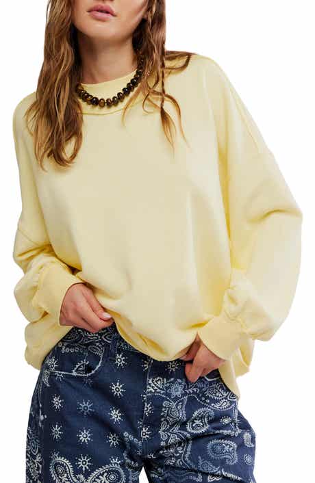 Free People Palm Springs Mock Neck Cotton Fleece Sweatshirt