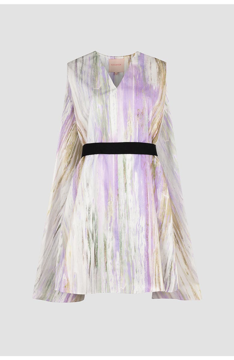 Roksanda Elia Printed Cotton Mini Dress, Alternate, color, Brush Chalk / Wisteria