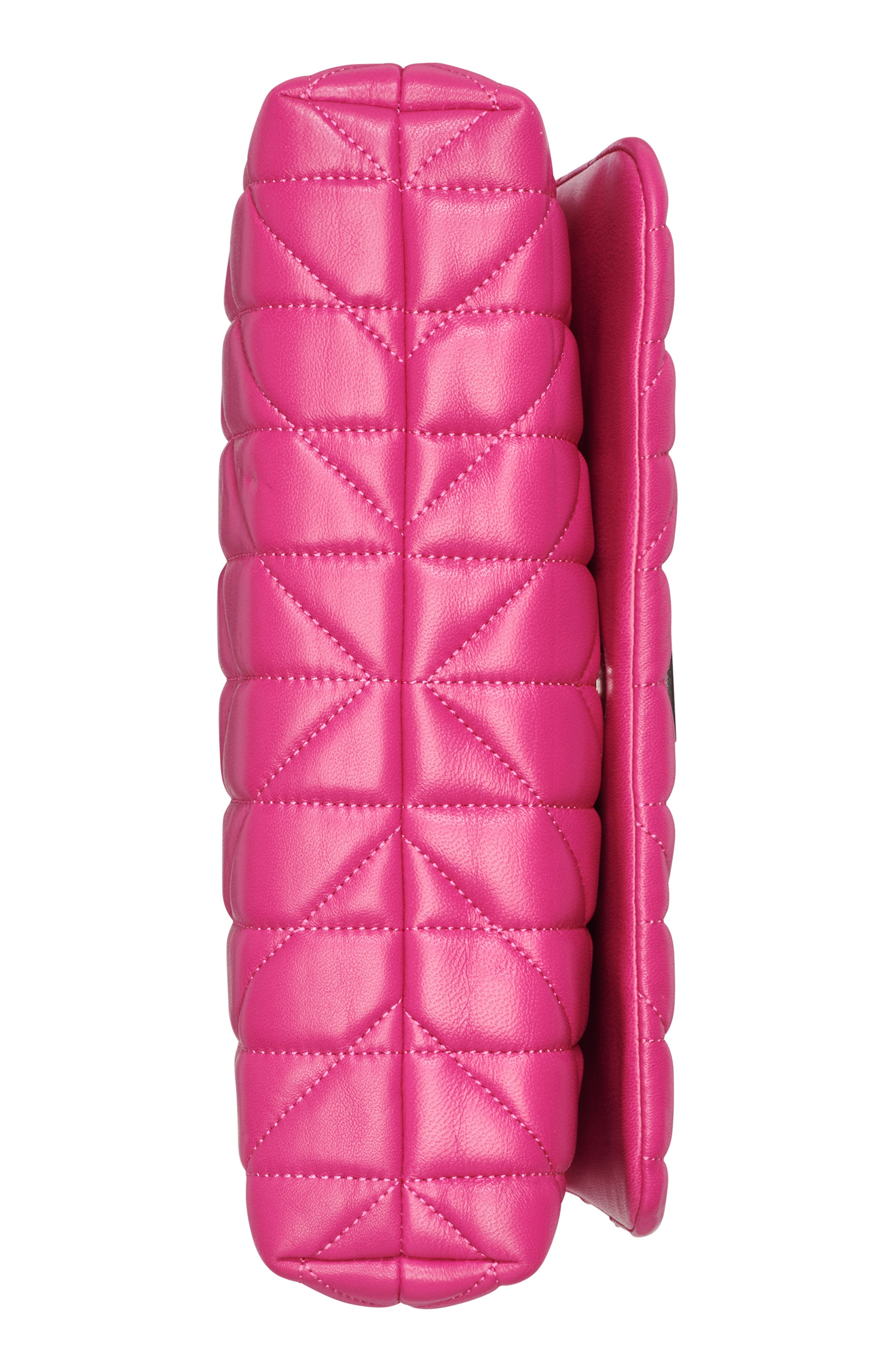 KARL LAGERFELD PARIS Lafayette Quilted Leather Crossbody Bag, Alternate, color, Fuchsia