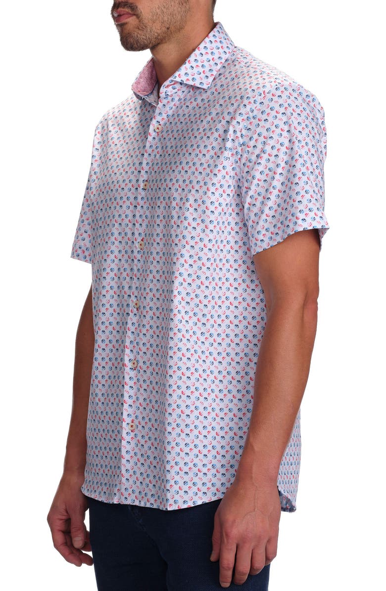 STUDIO GARNET LOS ANGELES Dot Print Short Sleeve Cotton Button-Up Shirt, Alternate, color, 