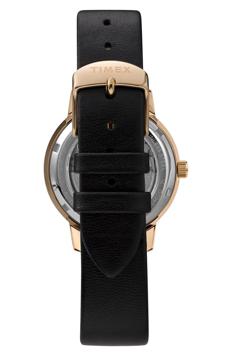 Timex<sup>®</sup> Celestial Opulence Open Heart Automatic Leather Strap Watch, 38mm, Alternate, color, 