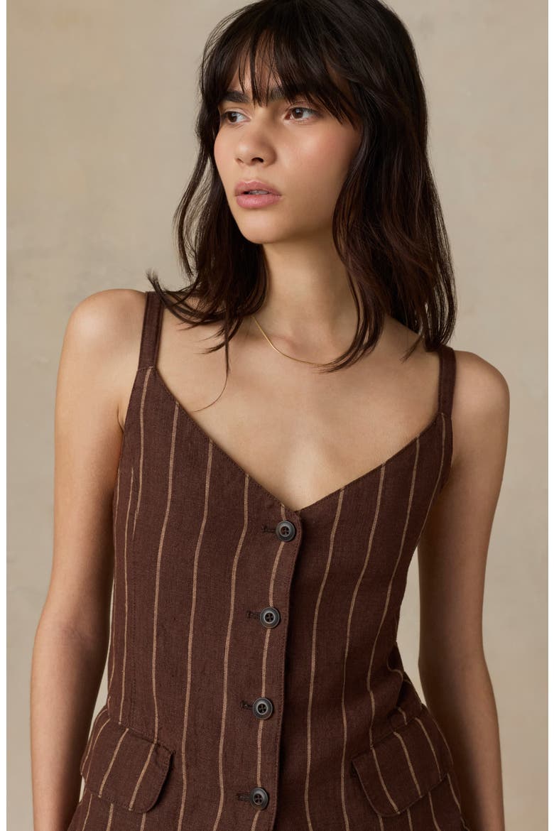 Sun Strider Milo Linen Button-Up Vest, Alternate, color, HARBOR LINE STRIPE