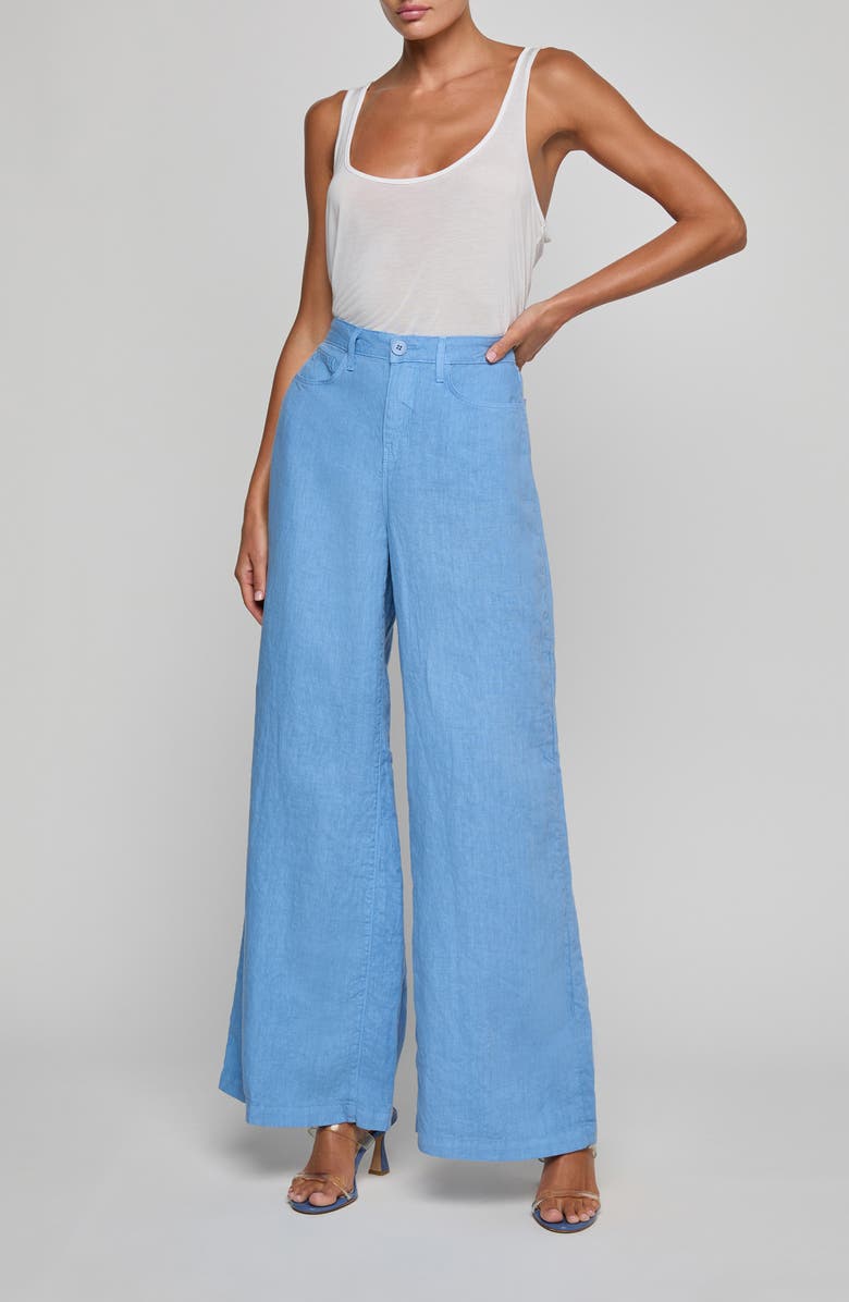 L'AGENCE Amara Wide Leg Linen Pants, Alternate, color, Allure Blue