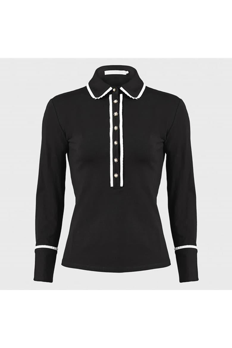 Women's Shirt  Faustine Black Designer Long Sleeve Shirt In Cotton Poplin With Pointed Collar, Main, color, Black