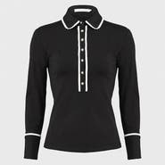Anne Fontaine Women's Shirt  Faustine Black Designer Long Sleeve Shirt In Cotton Poplin With Pointed Collar