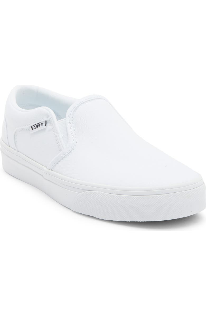 Vans Kids' Asher Slip-On Sneaker, Main, color, Canvas White/White