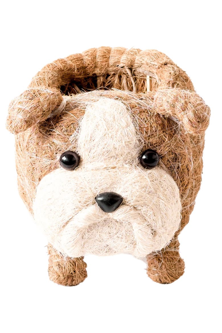 English Bulldog Handwoven Planter, Alternate, color, BROWN / WHITE