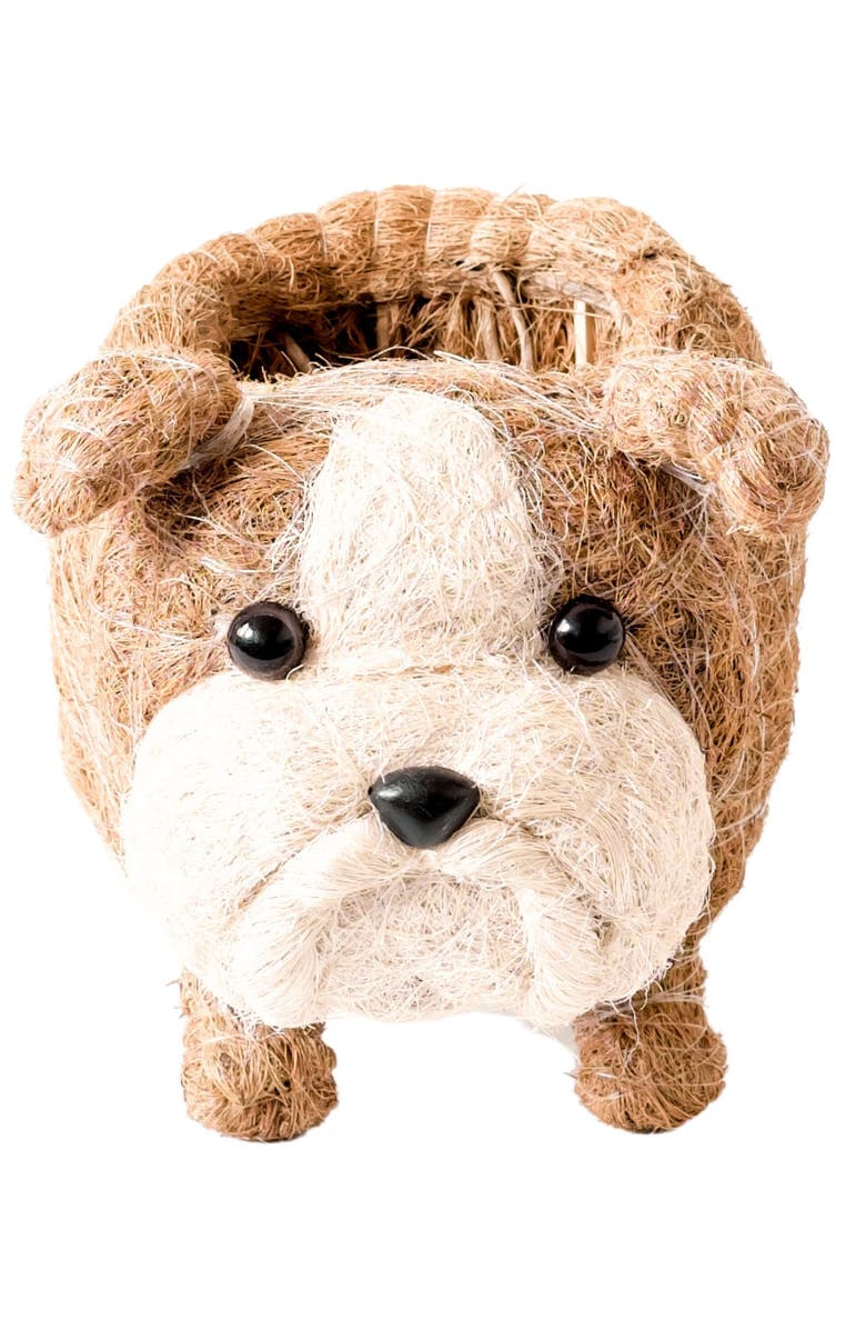 LIKHA English Bulldog Handwoven Planter, Alternate, color, Brown / White