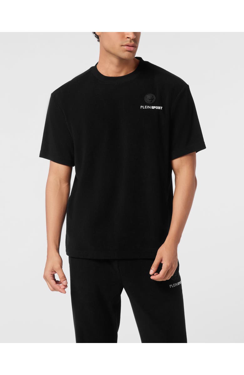 PLEIN SPORT Sponge Cotton Round Neck T-Shirt, Main, color, Black