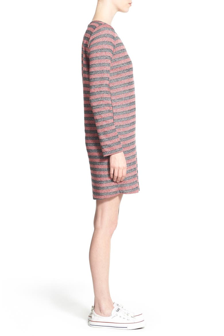 Stripe Long Sleeve Shift Dress, Alternate, color, BURGUNDY