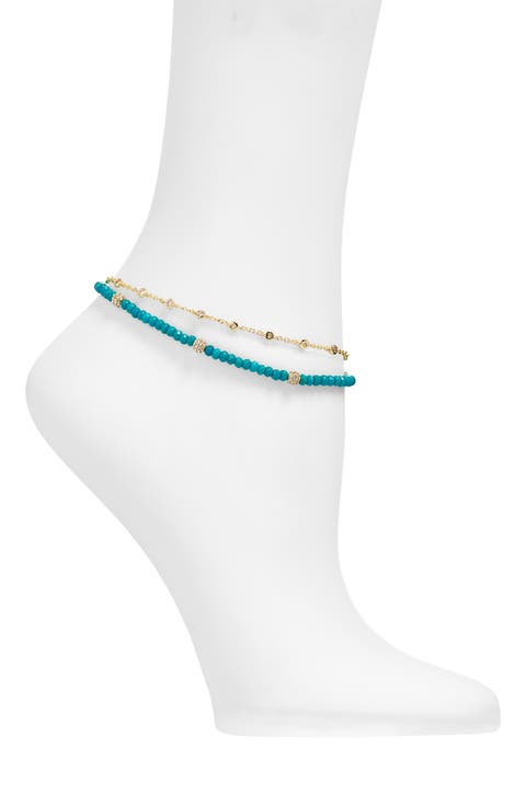 Irina Set of 2 Semiprecious Stone Anklets