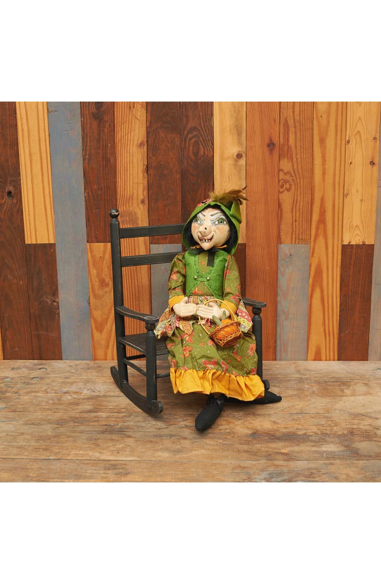 Gallerie II Gwinette Witch Joe Spencer Gathered Traditions Halloween Art Doll Figure, Alternate, color, Green