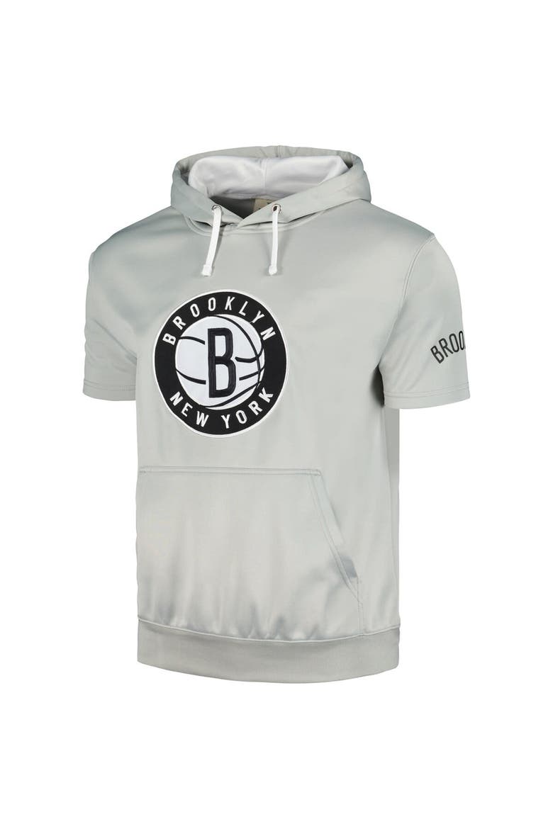 Men's Fanatics Branded Silver/White Brooklyn Nets Short Sleeve Pullover Hoodie, Alternate, color, Silver