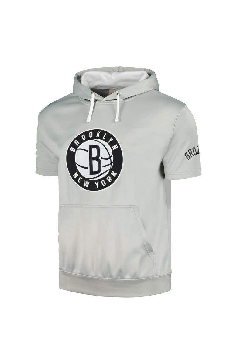 FANATICS Men's Fanatics Branded Silver/White Brooklyn Nets Short Sleeve Pullover Hoodie, Alternate, color, Silver