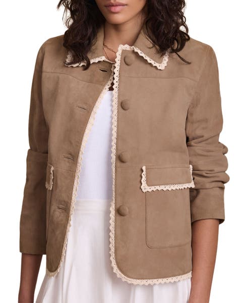 Suede Crochet Trim Jacket