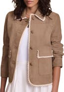 MINT VELVET Suede Crochet Trim Jacket