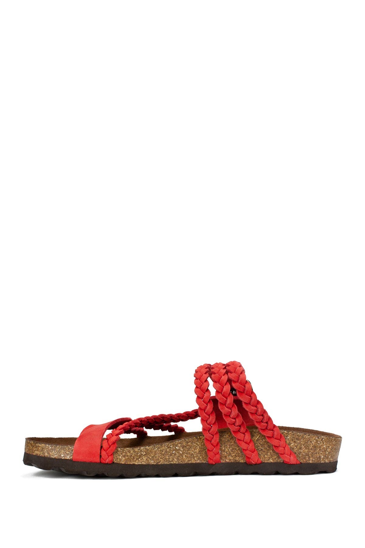 Hayleigh Braided Leather Footbed Sandal, Alternate, color, RED/NUBUCK