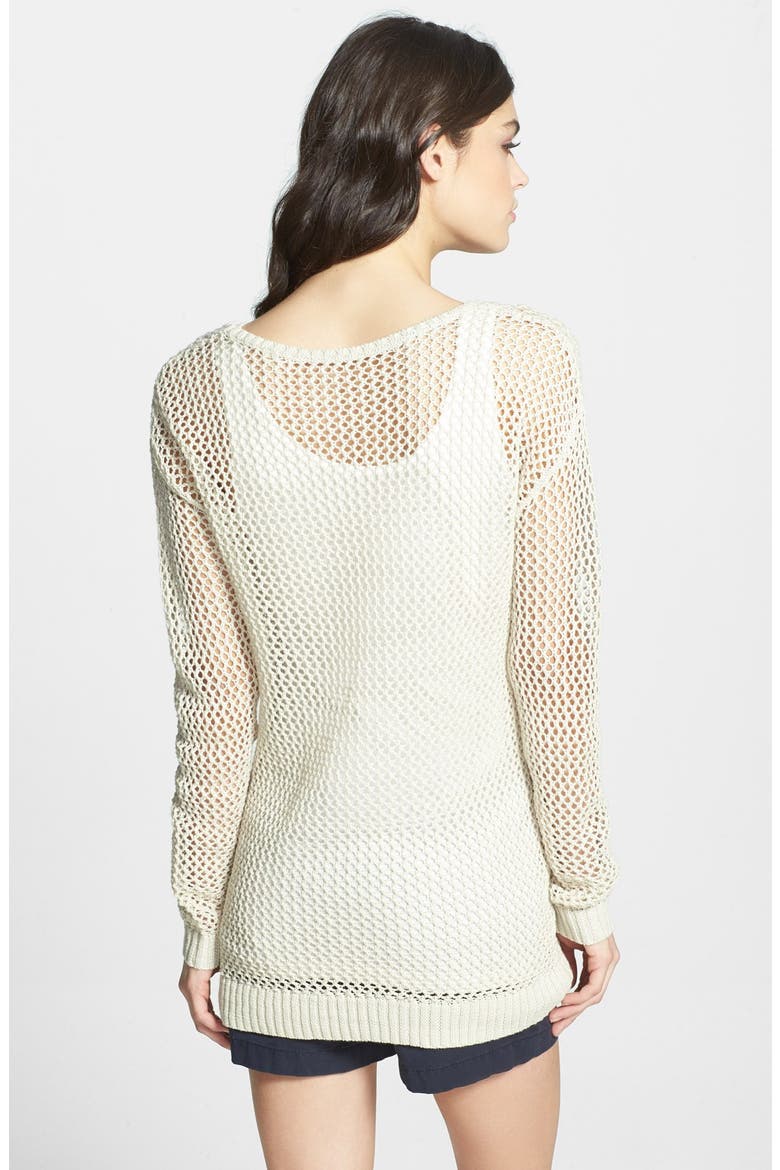 Open Stitch Linen & Cotton Sweater, Alternate, color, BEIGE RAINY DAY
