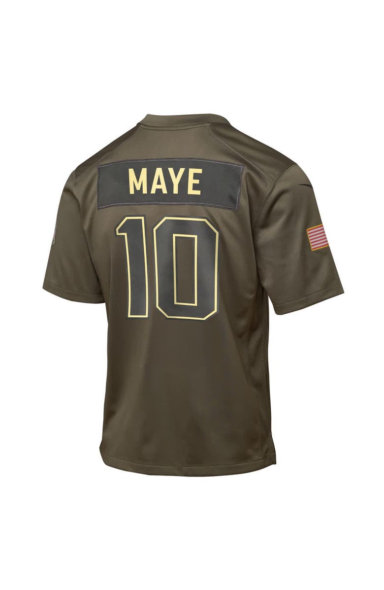 Nike Youth Nike Drake Maye Olive New England Patriots 2025 Salute to Service Game Jersey, Alternate, color,