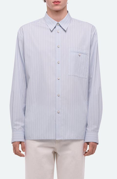 Relaxed Fit Stripe Button-Up Shirt