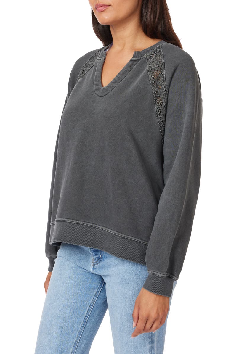 C & C California Sweetie Lace Trim Fleece Sweatshirt, Alternate, color, 