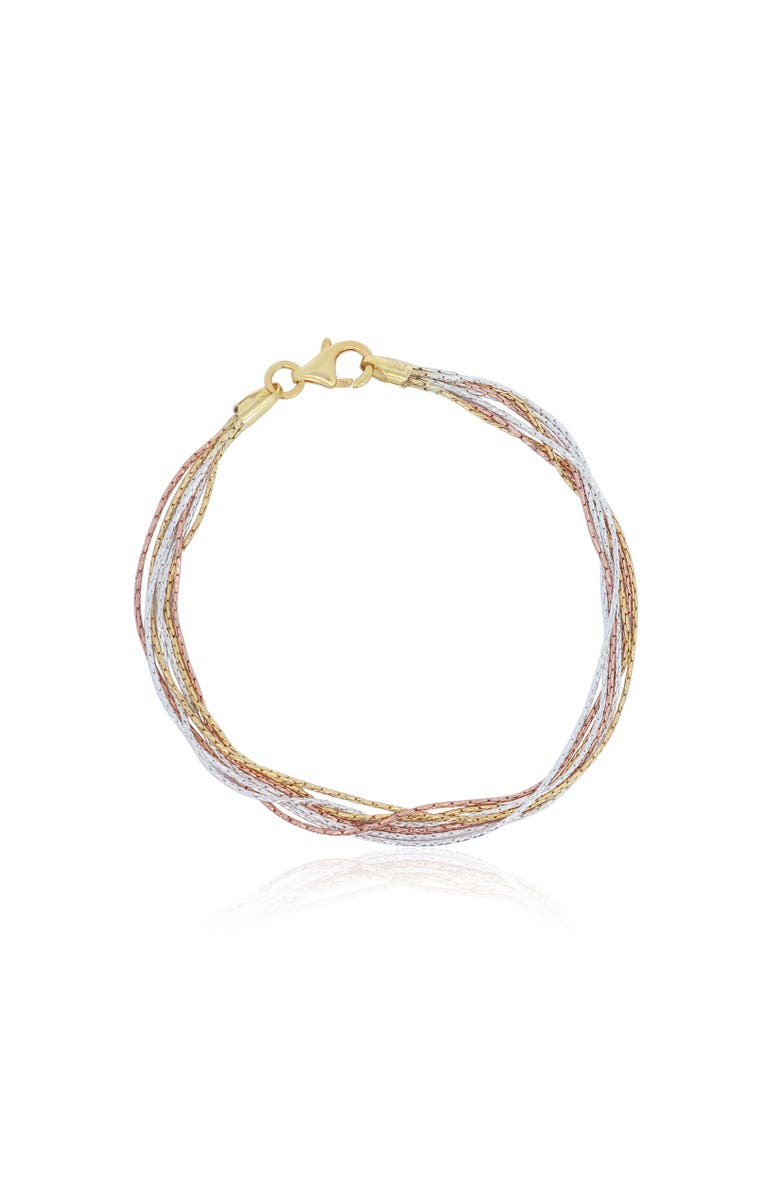 The Lovery Fine Jewelry Tricolor Seven Strand Bracelet, Main, color, Tricolor Gold