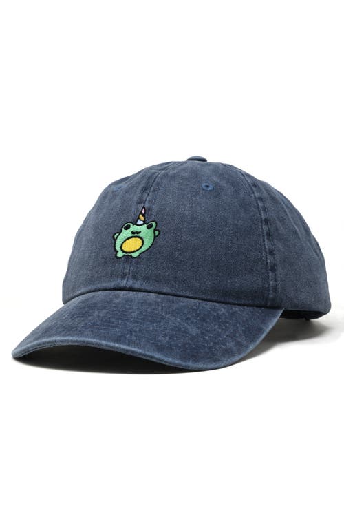 Dalix Froggy Unicorn Embroidered Cap In Washed Navy Blue