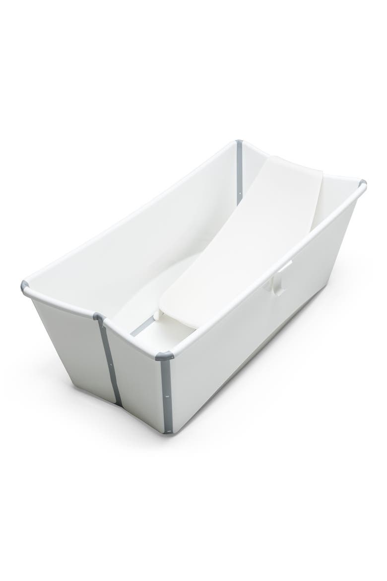 Flexi Bath® Foldable Baby Bath Tub with Temperature Plug & Infant Insert, Main, color, WHITE
