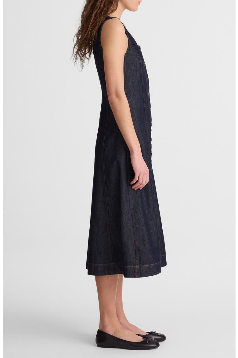 Seamed Button Front Midi Dress, Alternate, color, RINSE WASH