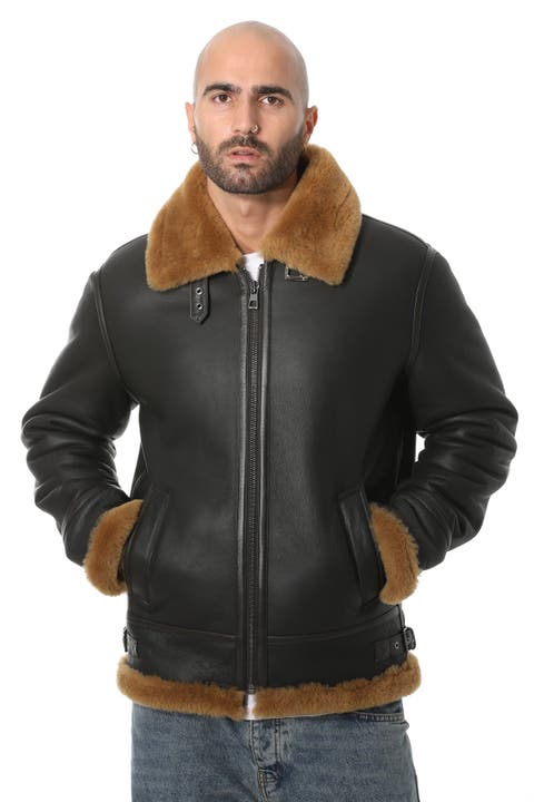Rupert Leather Shearling Aviator Jacket