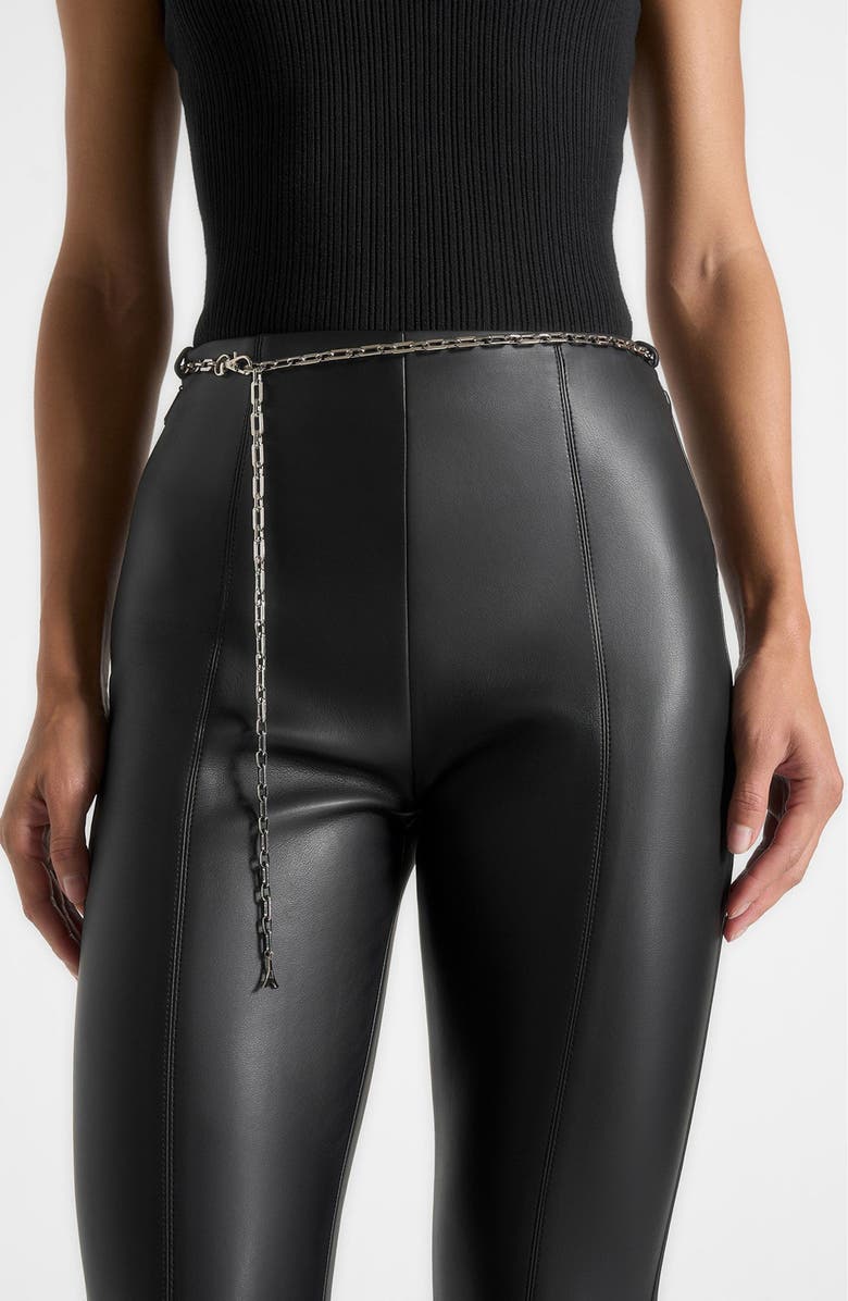 Manière De Voir Ninon Leather Fit And Flare Leggings With Chain, Alternate, color, Black