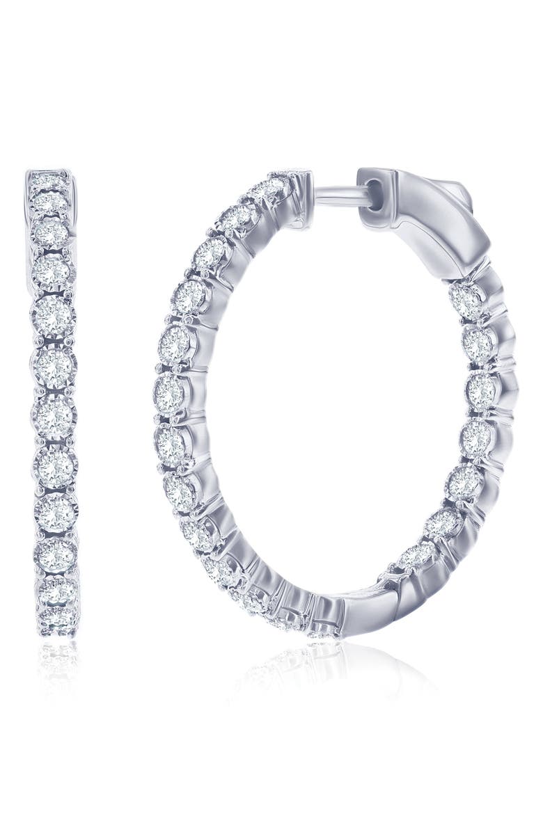 SIMONA Lab Grown Diamond Hoop Earrings, Main, color, Silver