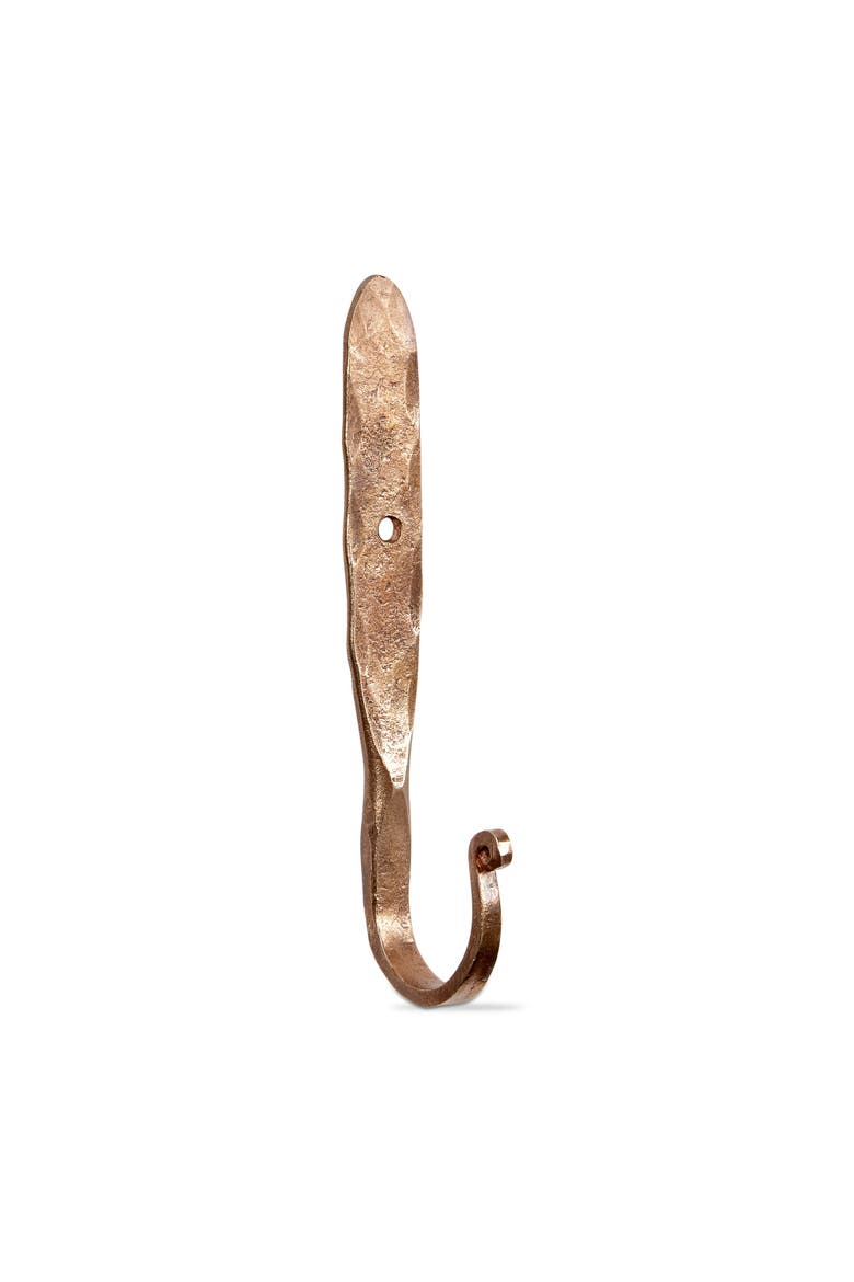 Handcrafted Forged Iron Decorative Wall Hook Chic Design, Main, color, Brown