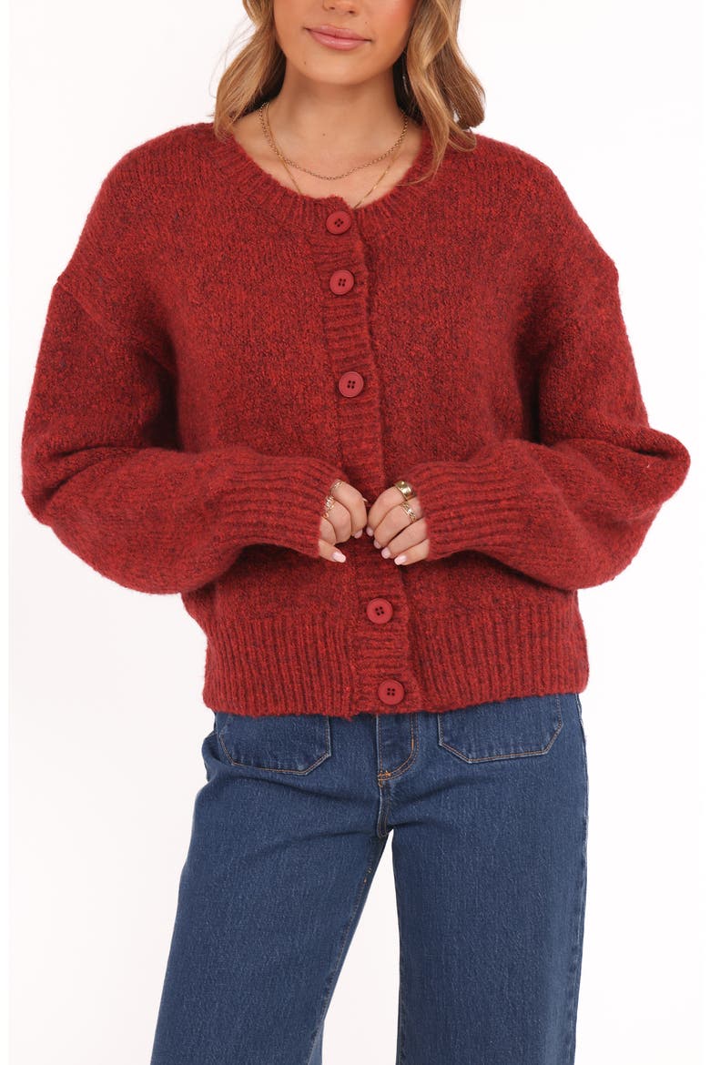 Lucah Fuzzy Cardigan, Alternate, color, DARK RED